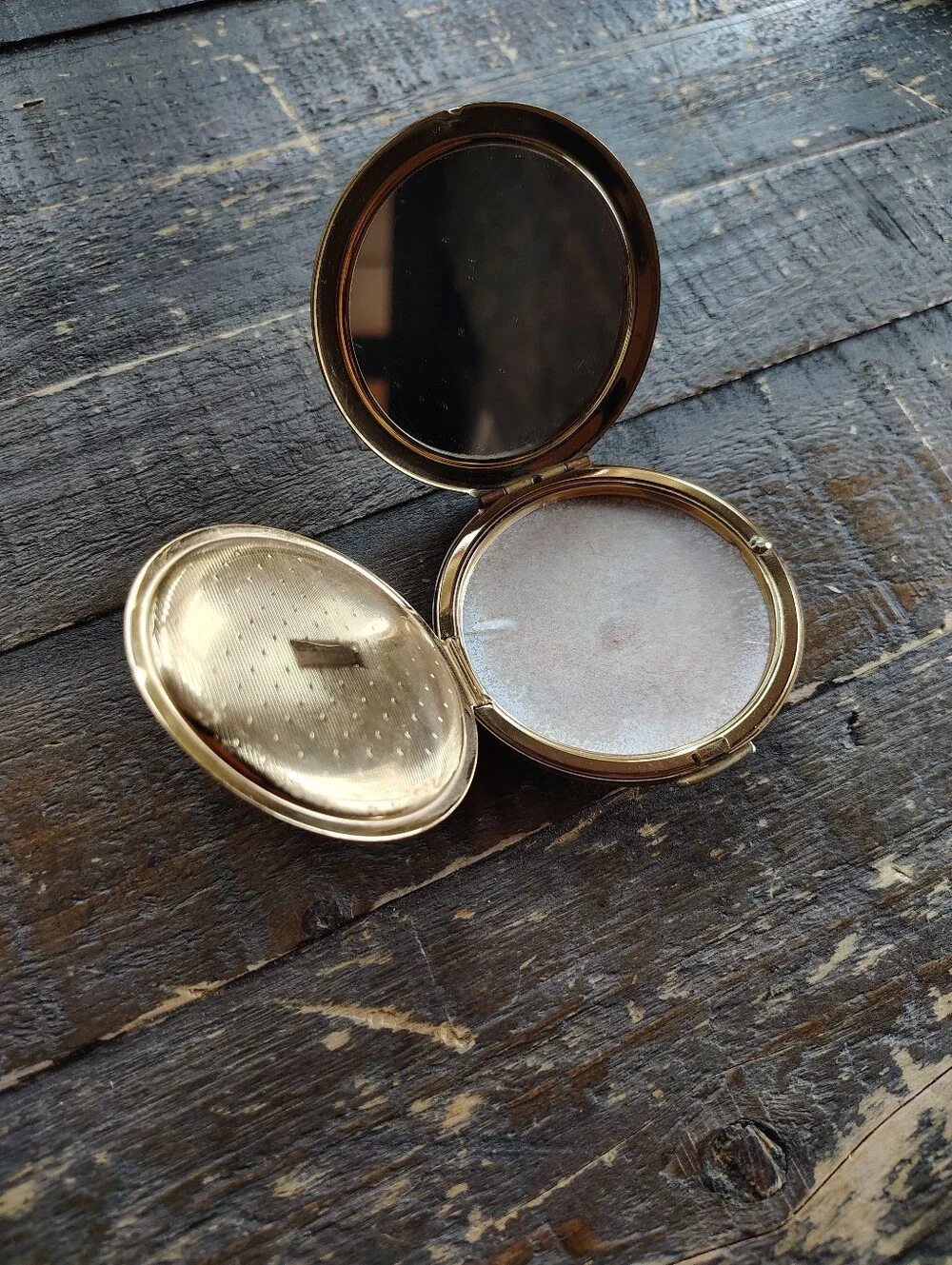 Vintage Stratton Powder Compact Mirror Made in England Art Deco Lady Vanity Gold